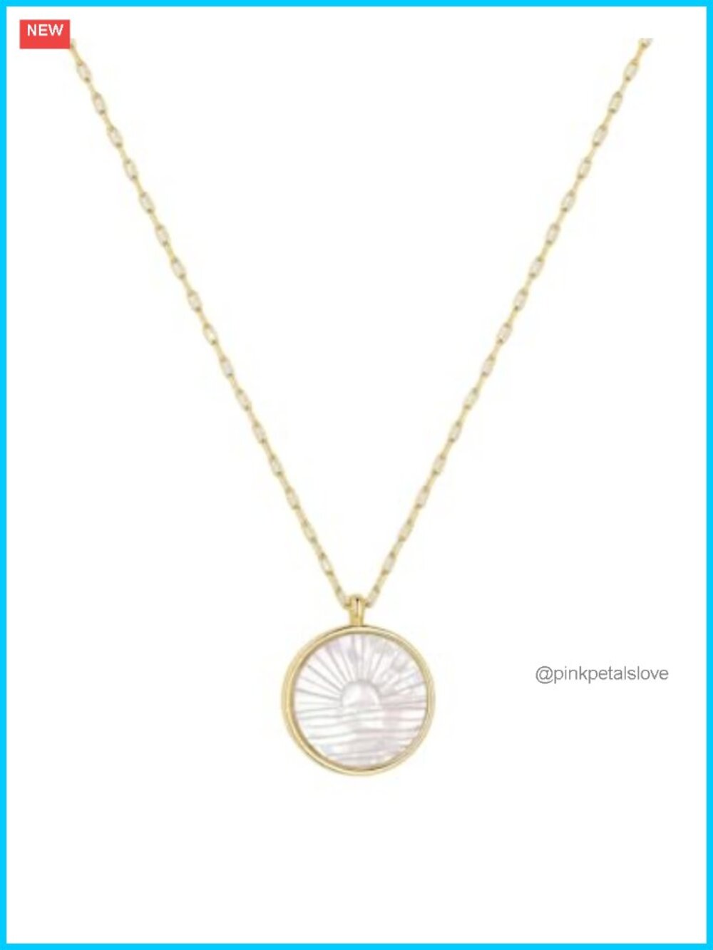 gorjana Sunset Etched Necklace 18k Gold Plated Mother of Pearl Adjustable 19-21"